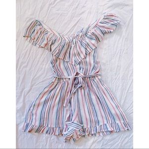 American Eagle pastel striped flowey romper